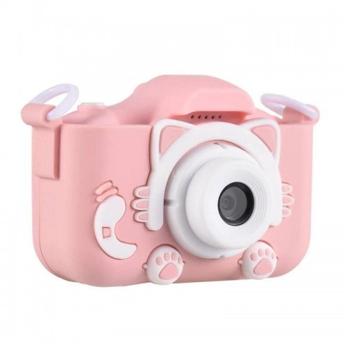 Детский фотоаппарат с USB и автофокусом, «Котик» ET015 Cat, Розовый