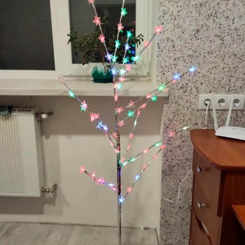 Дерево-гирлянда со звездами, от сети, 1,5м, 72LED, A-32, Мультиколор