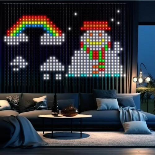 Смарт гірлянда Штора від USB, 2х2м, 400 LED, з пультом, Різнокольорова