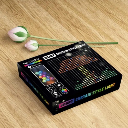 Смарт гірлянда Штора від USB, 2х2м, 400 LED, з пультом, Різнокольорова