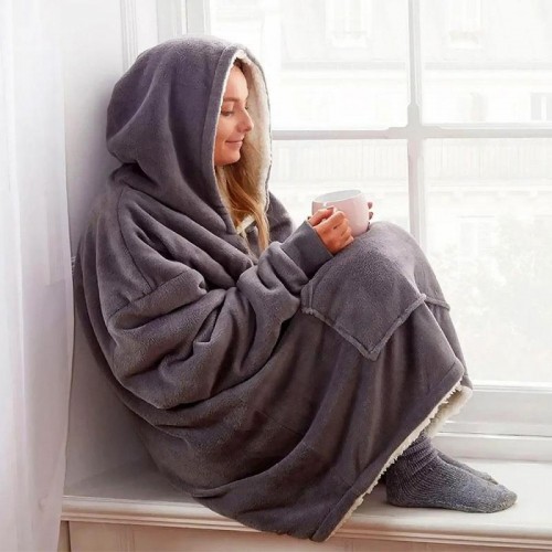 Плед жіноча толстовка з капюшоном (100х80см) HUGGLE HOODIE, Сірий Плед жіноча толстовка з капюшоном (100х80см) HUGGLE HOODIE, Сірий