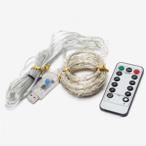 Гірлянда Штора Водоспад, від USB, 3x2м, з пультом, Біле світло Гірлянда Штора Водоспад, від USB, 3x2м, з пультом, Біле світло