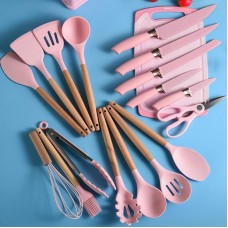 Набір кухонного приладдя 19 предметів Kitchen Set рожевий