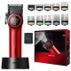 Акумуляторна машинка для стрижки 10 насадок, з USB, VGR V-001, Червоний
