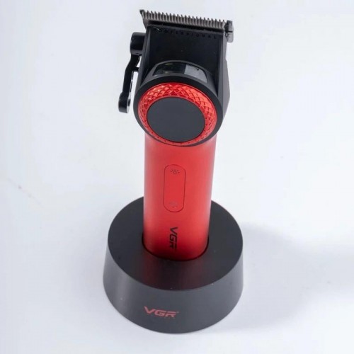 Акумуляторна машинка для стрижки 10 насадок, з USB, VGR V-001, Червоний