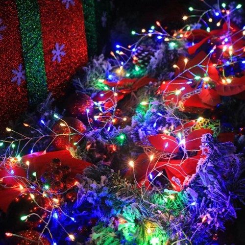 Гірлянда Роса феєрверк, від мережі, 100м, 2000LED, пульт, сріблястий провід, Різнокольорова Гірлянда Роса феєрверк, від мережі, 100м, 2000LED, пульт, сріблястий провід, Різнокольорова