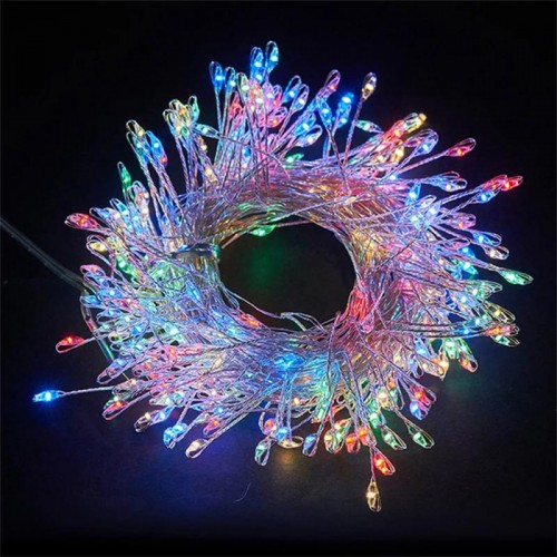 Гірлянда Роса феєрверк, від мережі, 100м, 2000LED, пульт, сріблястий провід, Різнокольорова Гірлянда Роса феєрверк, від мережі, 100м, 2000LED, пульт, сріблястий провід, Різнокольорова