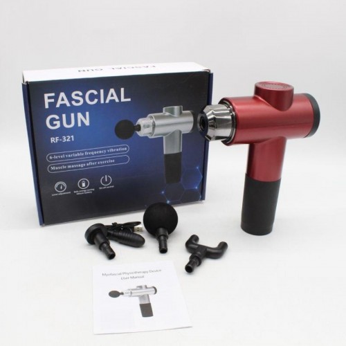 Портативный массажер для тела 4 насадки, 6 режимов, Fascial Gun, Красный Портативный массажер для тела 4 насадки, 6 режимов, Fascial Gun, Красный