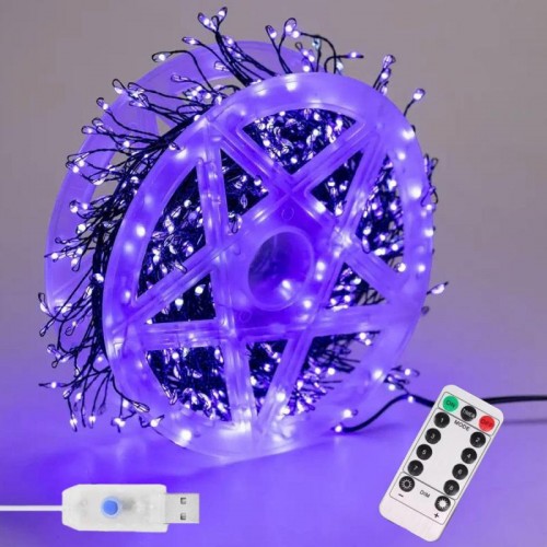 Гірлянда Роса мішура від USB, 100м, 2000LED+пульт, Синій