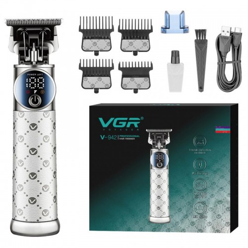 Аккумуляторная машинка для стрижки +4 насадки, от USB, VGR V-942, Белый / Мужской триммер для стрижки волос Аккумуляторная машинка для стрижки +4 насадки, от USB, VGR V-942, Белый / Мужской триммер для стрижки волос