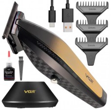 Аккумуляторный триммер для стрижки + 3 насадки, от USB, VGR V-992, Желтый