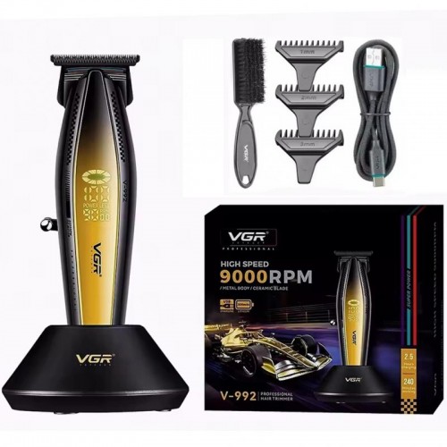 Аккумуляторный триммер для стрижки + 3 насадки, от USB, VGR V-992, Желтый Аккумуляторный триммер для стрижки + 3 насадки, от USB, VGR V-992, Желтый