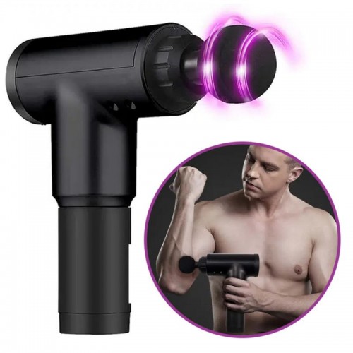 Портативный массажер для тела Fascial Gun KH-320, с USB, Черный / Вибромассажер пистолет