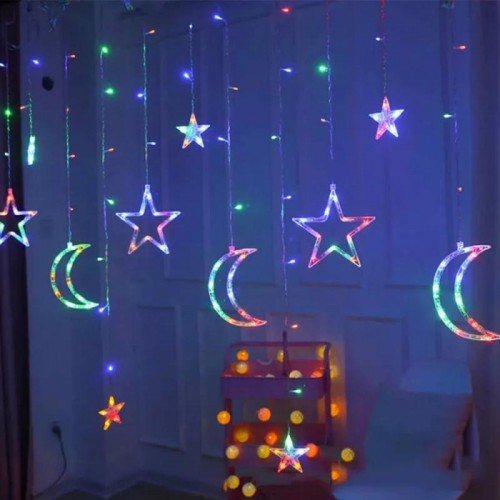 Гірлянда Штора, від мережі, 2,5м, 138LED, з пультом, Різнокольоровий