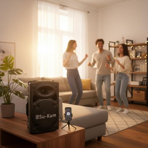 Портативная колонка з 2 мікрофонами +Пульт, USB, Bluetooth, Su-Kam BT 120D