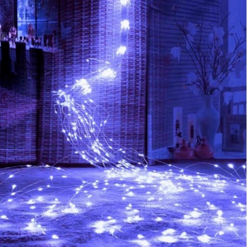 Гирлянда-нить «Конский хвост» Капля росы, 3м, 220В, 300 LED, Синяя