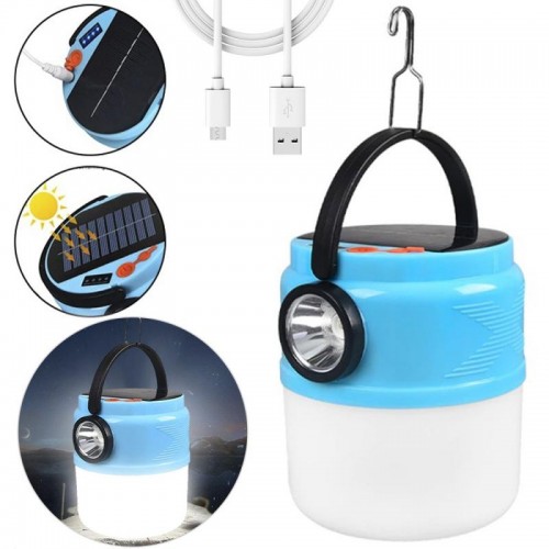 Кемпинговый светильник с солнечной панелью и подвесным крючком (USB, LED), JN-2210T