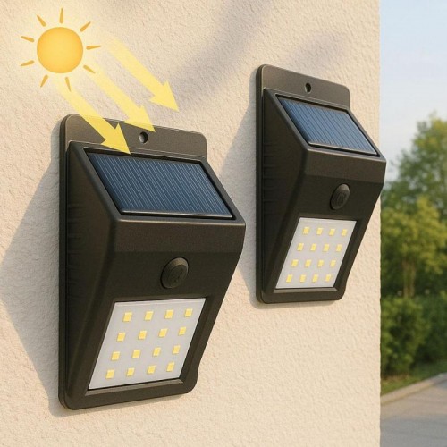 Комплект 2шт Вуличний LED ліхтар із сонячною панеллю, 20LED