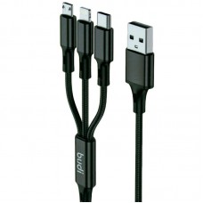 Кабель для заряджання 3в1 Type-C, Micro-USB, Lightning 2А 1м