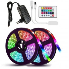 Стрічка світлодіодна 10м RGB 5050 з блоком і пультом управління 2 шт, 5+5 м