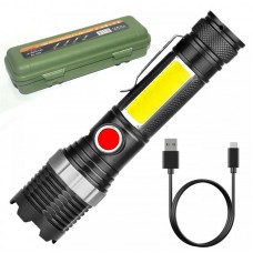 Аккумуляторный фонарь ручной c Zoom, LED+COB, ED31879 (BL669)