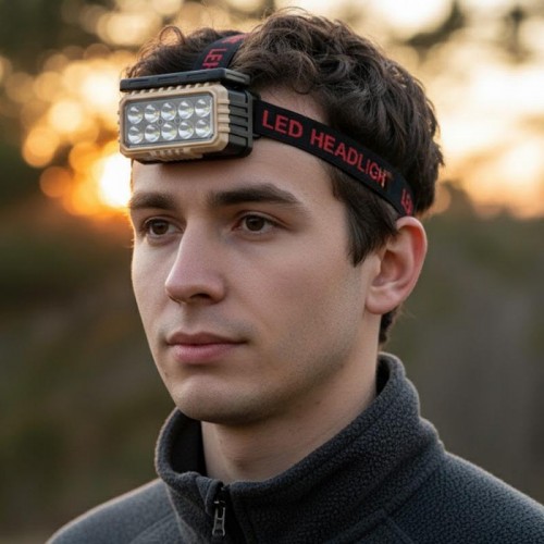 Налобний ліхтар із сонячною панеллю, 10LED, LY-806S
