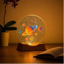 3D нічник кришталеве коло 10х10см, від USB, RGB, рандом