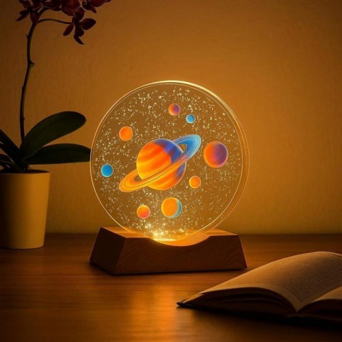 3D нічник кришталеве коло 10х10см, від USB, RGB, рандом