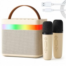 Bluetooth колонка-караоке K18 з 2 мікрофонами, бежева, 5Вт