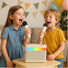 Bluetooth колонка-караоке K18 з 2 мікрофонами, бежева, 5Вт