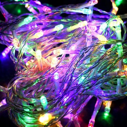 Світлодіодна гірлянда 300LED, від мережі, з прозорим проводом, Різнокольорова