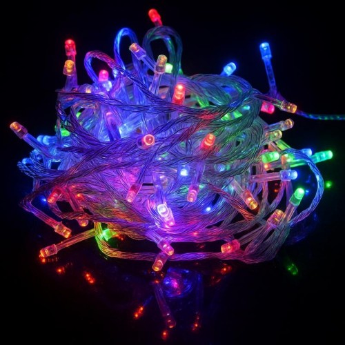 Світлодіодна гірлянда від мережі, 500LED, прозорий провід, Різнокольорова