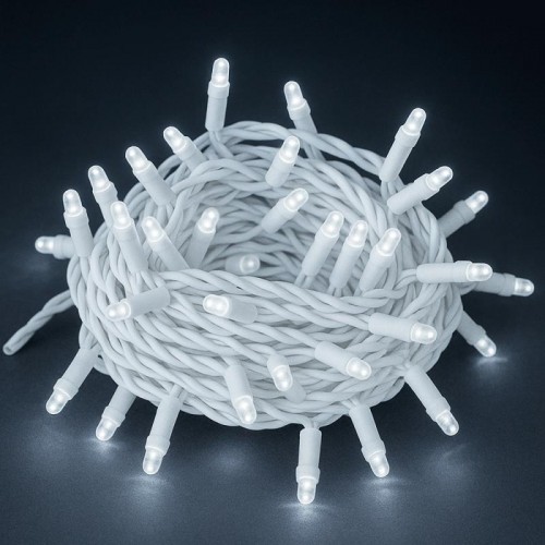 Уличная гирлянда нитка 8м от сети, 80LED, Холодный белый, белый провод