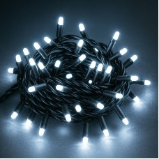 Уличная гирлянда нить 8м от сети, 80LED, Холодный белый, Черный провод