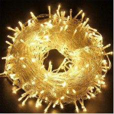 Світлодіодна гірлянда 300LED теплий білий з прозорим дротом від мережі
