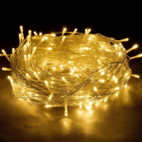Світлодіодна гірлянда від мережі, 500 LED, прозорий дріт, Теплий білий