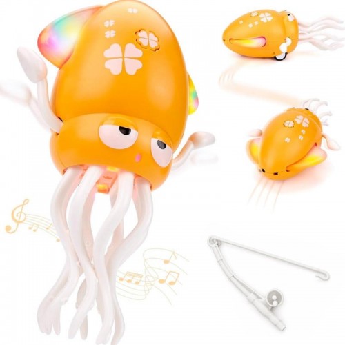 Детская игрушка танцующий осьминог + удочка, от USB, Желтый