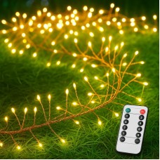 Гірлянда феєрверк від мережі 10м, 300LED + пульт, Теплий білий