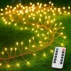 Гирлянда фейерверк от сети 10м, 300LED+пульт, Теплый белый