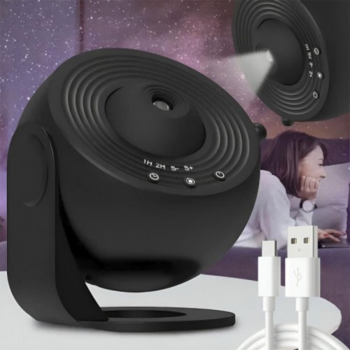 Проєктор зоряного неба з обертанням на 360°, 13 картриджів, від USB, Чорний