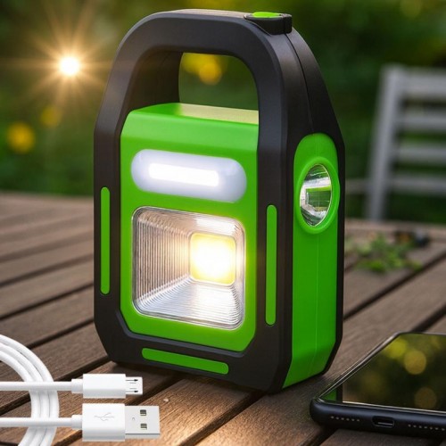Акумуляторний ліхтар на сонячній батареї, COB+LED, 2400mAh, HB-9708
