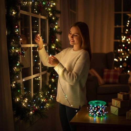 Новорічна гірлянда Роса від мережі, 50м (500 LED) + пульт, RGB