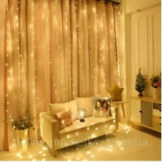 Гірлянда штора світлодіодна 2х2м 160 LED від мережі теплий білий Xmas