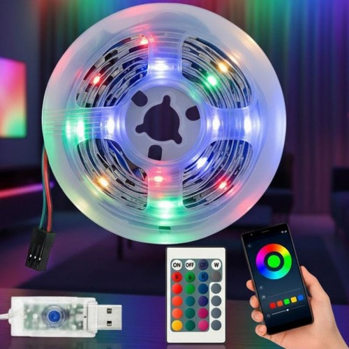 Світлодіодна стрічка 10м, від USB, Bluetooth+пульт, BL-5V-USB
