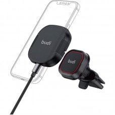 Швидка бездротова зарядка 15W з магнітним тримачем для телефона Budi WL3800X, Чорний