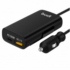 Автомобільний зарядний пристрій 118W, Type-C, QC 3.0 USB-A, CC069B Budi