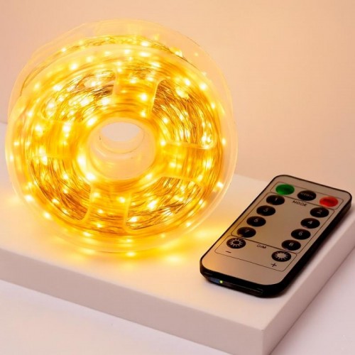 Гірлянда від мережі, 100м, 400LED, білий провід + пульт, Теплий білий