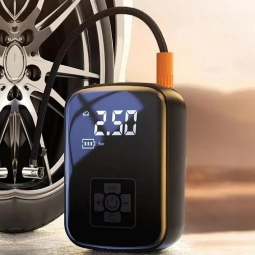 Автомобільний компресор акумуляторний 1800mAh, USB + 3 насадки