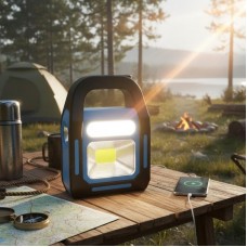 Аккумуляторный фонарь на солнечной батарее, COB+LED, 2400mAh, HB-9708, Синий