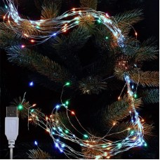 Гирлянда от USB, 2м, 20 нитей, 400LED, Конский хвост, Мультиколор